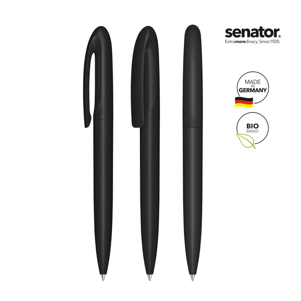Schwarzer Bio-Kugelschreiber Made in Germany mit Logo bedruckt 