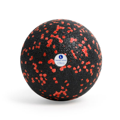 Faszienball aus Kunststoff schwarz rot mit Logo als Werbegeschenk #farbe_rot