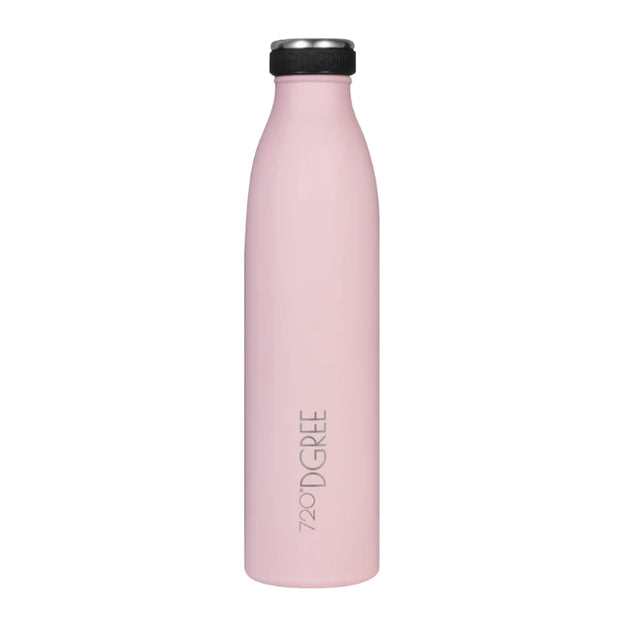 Rosa Edelstahlflasche graviert mit Logo für Unternehmen als Werbung 