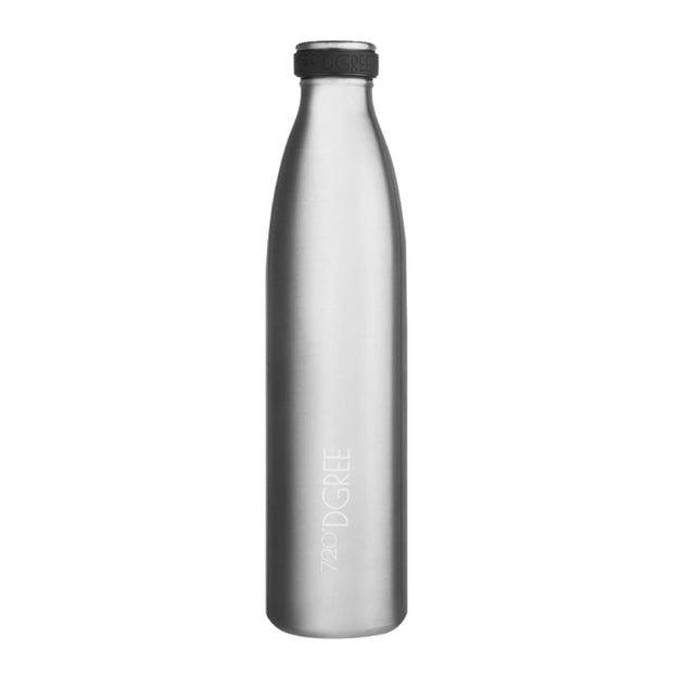 Edelstahlflasche silber graviert mit Logo für Unternehmen als Werbung 