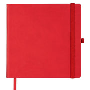 Rotes Notizbuch mit rotem Band und roten Leseband kariert mit FSC-Papier #farbe_rot