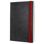 Notizbuch schwarz mit rotem Band kariert Taschenbuchformat #farbe_rot