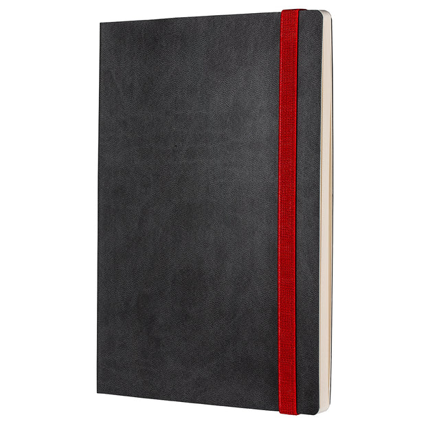 Notizbuch schwarz mit rotem Band kariert Taschenbuchformat 