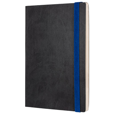 Notizbuch schwarz Softcover mit blauem Band #farbe_blau