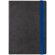 Notizbuch schwarz mit blauem Band Softcover #farbe_blau