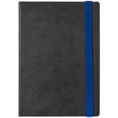 Notizbuch anthrazit mit blauem Band für Unternehmen mit Logo #farbe_blau