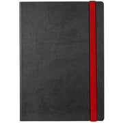 Notizbuch schwarz mit rotem Band Softcover #farbe_rot