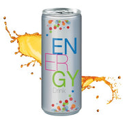 Energy Drink Dose mit transparentem Etikett