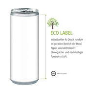 Energy Drink Dose mit Eco Label 100% recycelbar