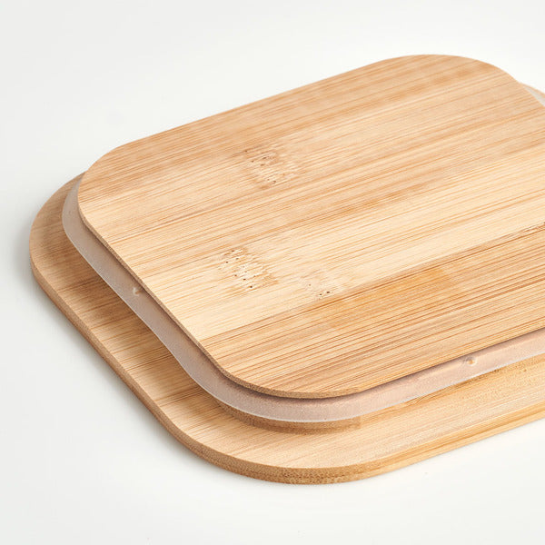 Holzdeckle quadratisch aus Bambus mit Silikonring